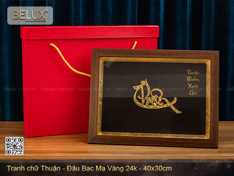 Tranh chữ Thuận - đậu bạc mạ vàng 24k&nbsp;